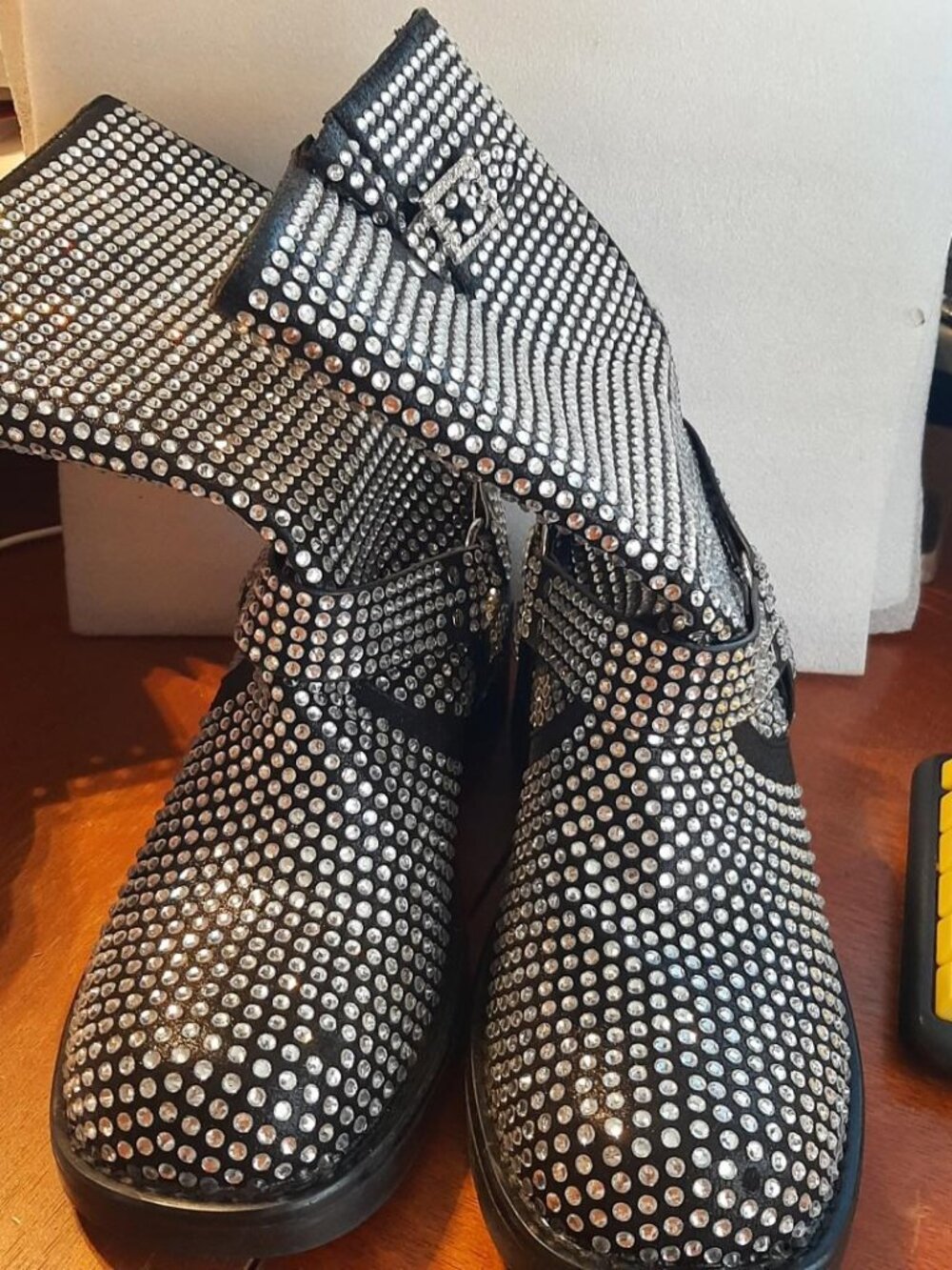Azalea Wang Charity Rhinestone Moto Boots Size 8.5 NEW DEFECT
